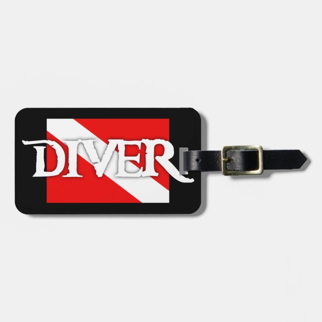 Pirate-style Dive Flag Luggage Tag (Front Horizontal)