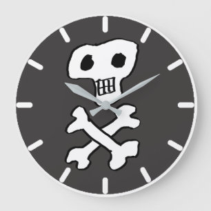 Pirate Style Skull & Crossbones Large Clock