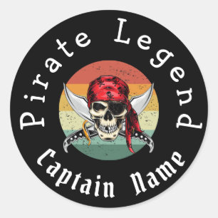 Pirate sunset  classic round sticker