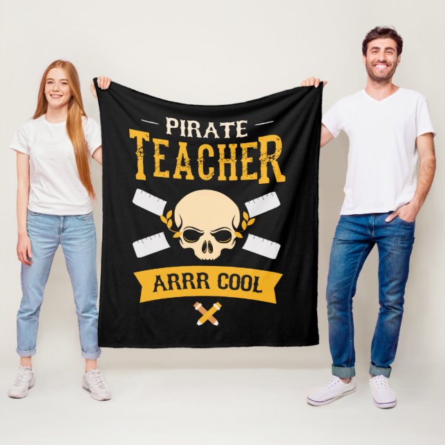 Pirate Teacher Arrr Cool Skull Rustic Fleece Blanket (In Situ)