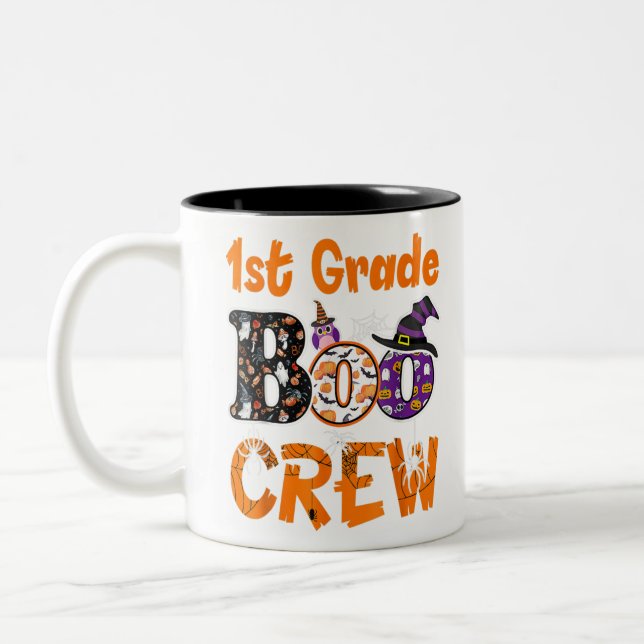 Pirate Teacher Funny Halloween Skull Adult Gift Two-Tone Coffee Mug (Left)