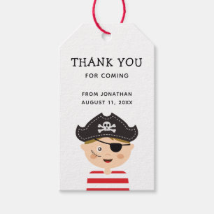 Pirate Thank You for Kids Birthday Boy Party Gift Tags