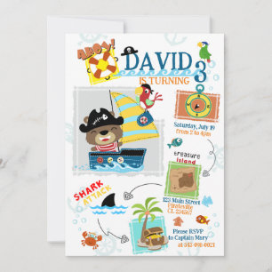 Pirate Thème Anniversaire Fête Invitation