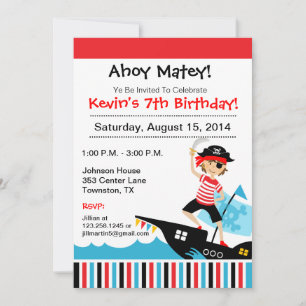 Pirate Theme Birthday Party Invitation