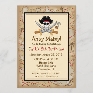 Pirate Theme Birthday Party Invitation