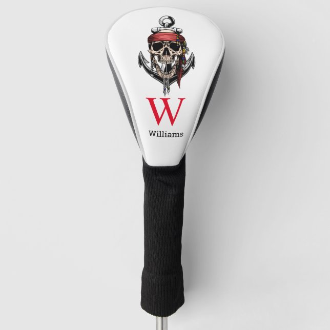 Pirate theme Party Adult Nautical Skull Monogram   Golf Head Cover (Front)