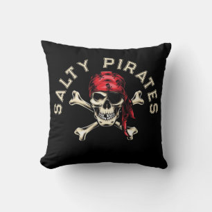 Pirate theme Party Adult Salty Pirates Skull Throw Pillow