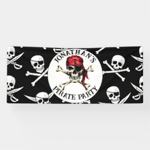 Pirate theme Party Adult Salty Skull Black.  Banner