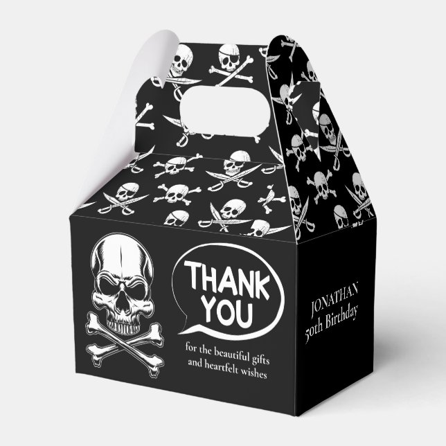 Pirate theme Party Adult Ship's Skull Black Favor Box (Back Side)