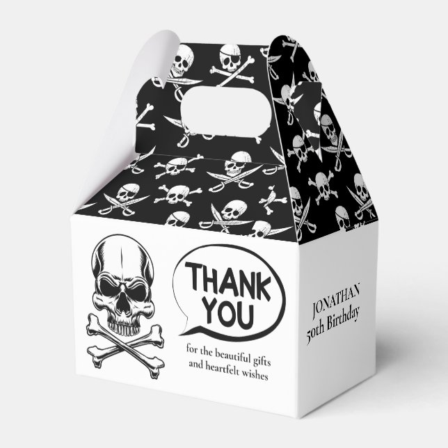 Pirate theme Party Adult Ship's Skull  Favor Box (Back Side)