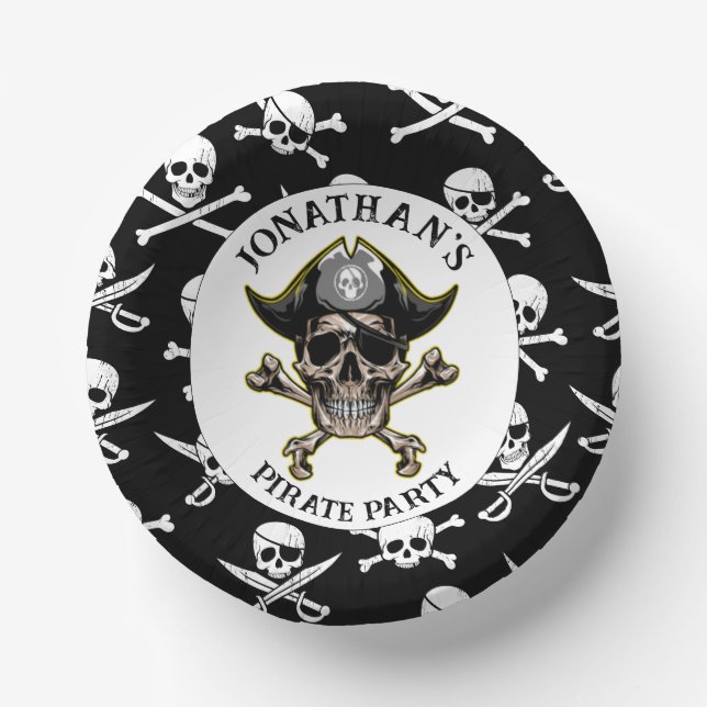 Pirate theme Party Adult Skull.Cross Bones Paper Plate (Front)