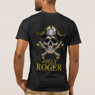 Pirate theme Party Adult SKULL GOLD JOLLY ROGER T-Shirt