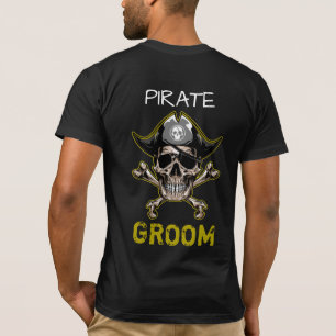 Pirate theme Party Adult Skull GROOM  T-Shirt 