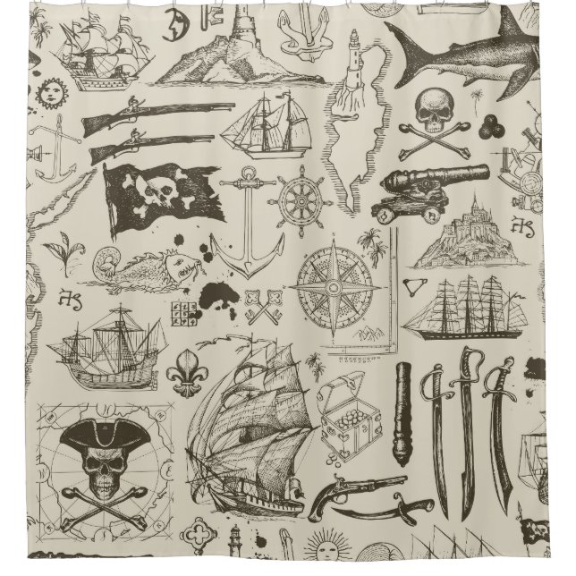Pirate theme: vintage nautical pattern. (Front)