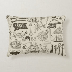 Pirate theme: vintage nautical pattern. accent pillow