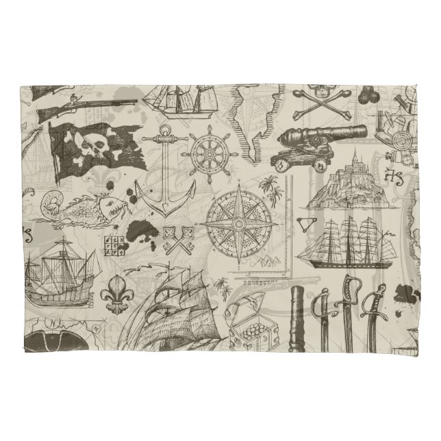 Pirate theme: vintage nautical pattern. pillowcase (Front)