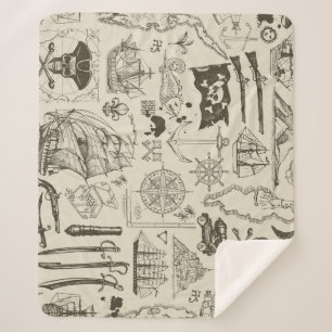 Pirate theme: vintage nautical pattern. sherpa blanket