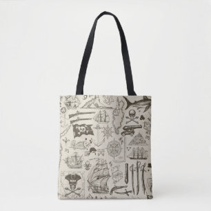 Pirate theme: vintage nautical pattern. tote bag