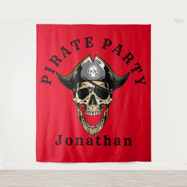  Pirate-Themed Birthday backdrop Tapestry (Front)