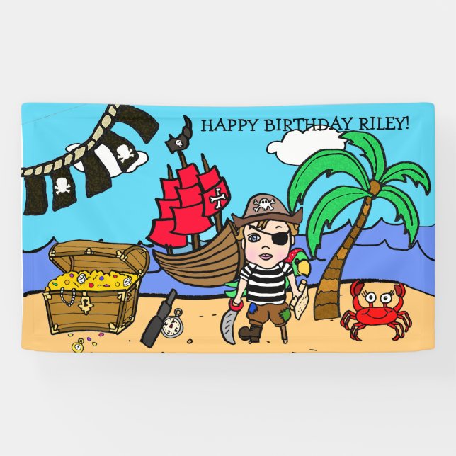 Pirate Themed Birthday Banner (Horizontal)