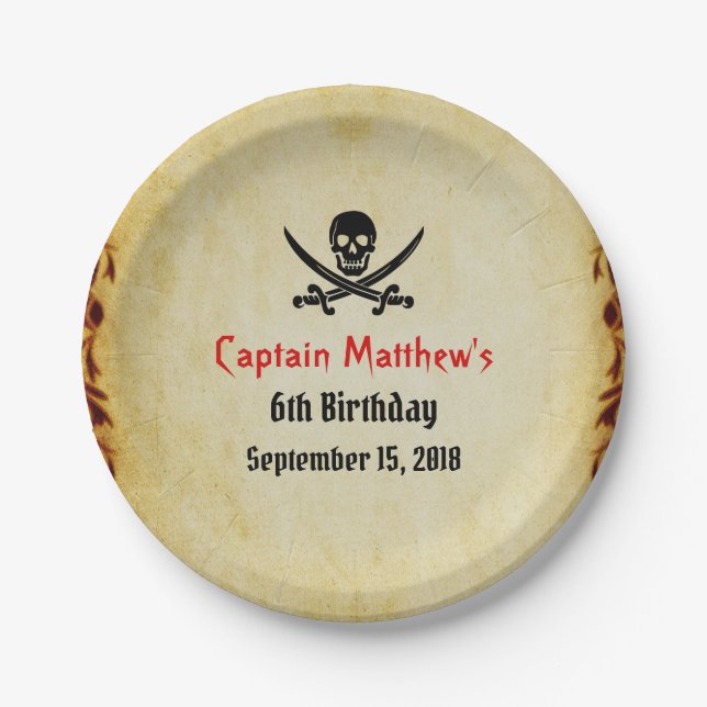 Pirate Themed Customizable Paper Plate (Front)