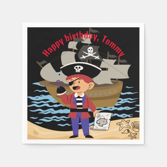 Pirate themed fun paper napkin/ skull & crossbones napkin (Front)