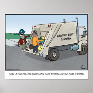 Pirate trash man cartoon personalized poster