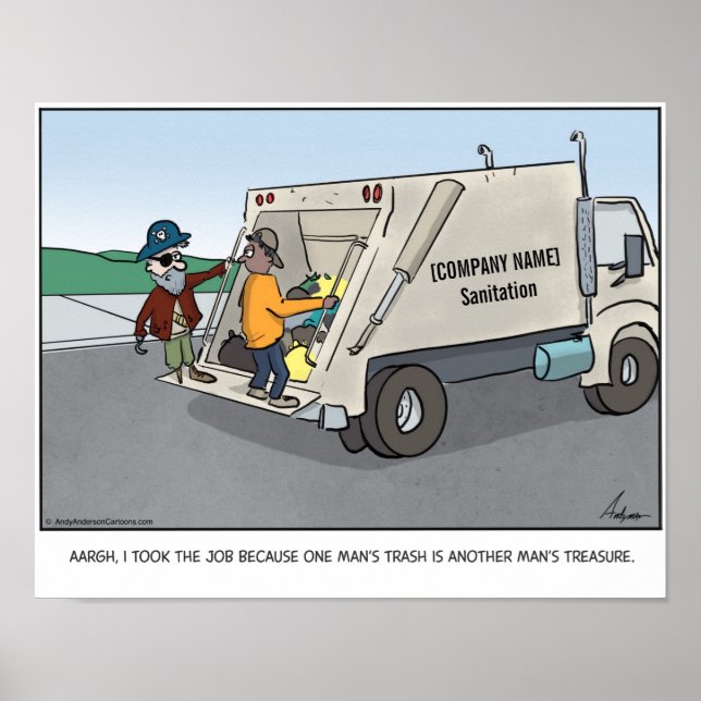 Pirate trash man cartoon personalized poster (Front)