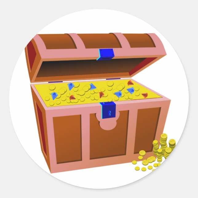 Pirate Treasure Chest Classic Round Sticker (Front)