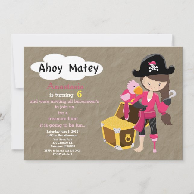 Pirate Treasure Hunt Birthday Invitation (Front)
