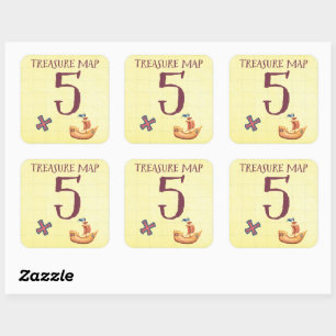 Pirate Treasure Map Age 5 Square Sticker