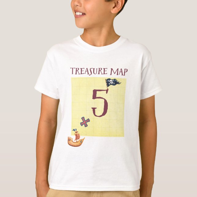 Pirate Treasure Map Age 5 T-Shirt (Front)