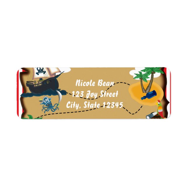 Pirate Treasure Map Birthday Address Labels (Front)