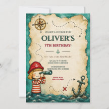 Pirate Treasure Map Birthday Invitation