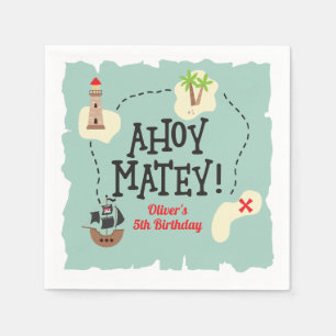 Pirate Treasure Map Birthday Napkin