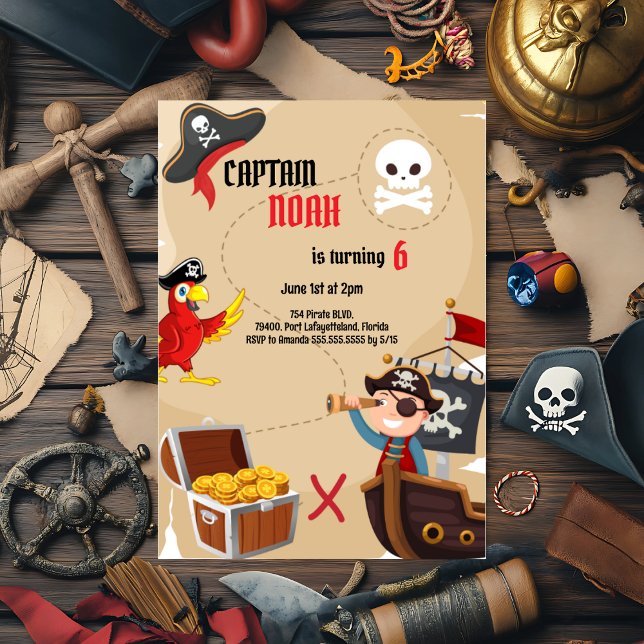 Pirate Treasure Map Birthday Party Invitation (Creator Uploaded)
