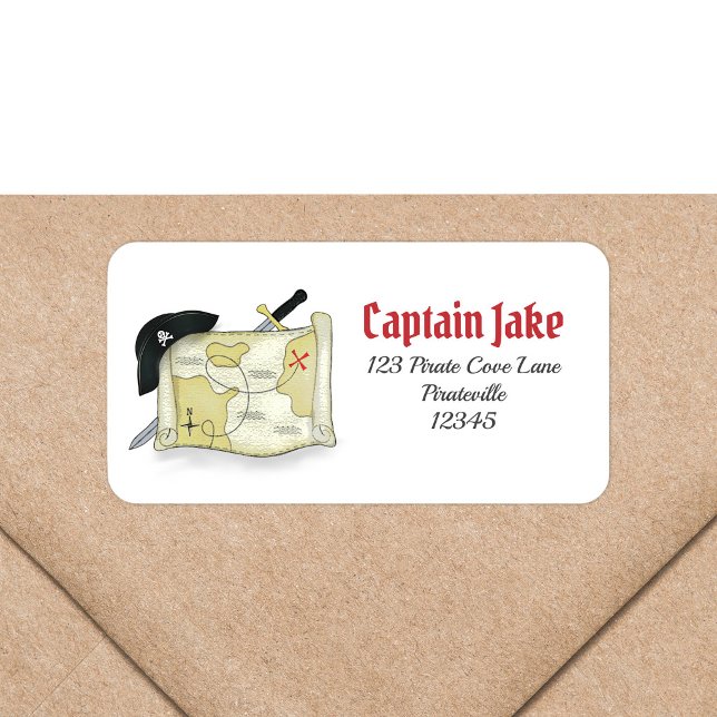 Pirate Treasure Map Kids Return Address Label (Creator Uploaded)