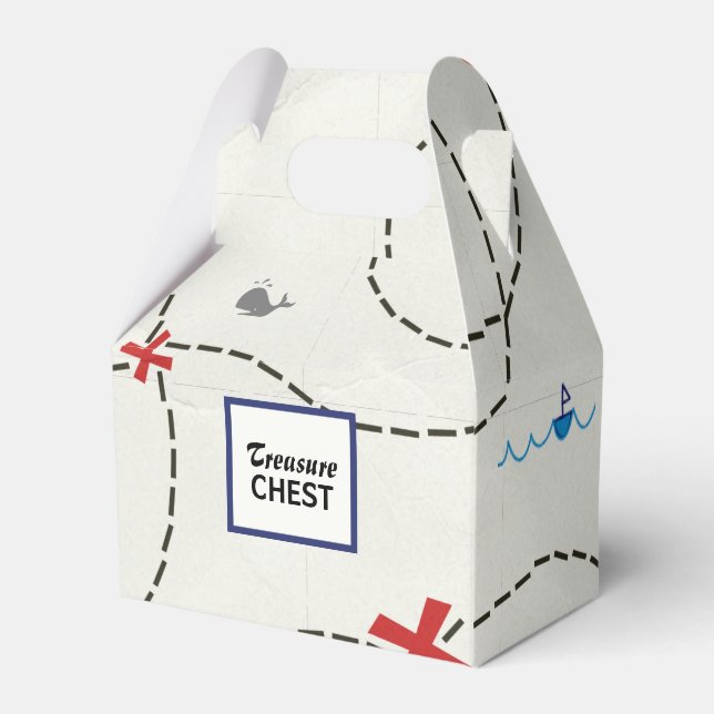 Pirate Treasure Map Ship Whale Personalized Party  Favor Box (Front Side)