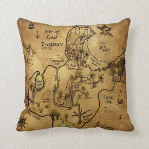 Pirate Treasure Map Throw Pillow
