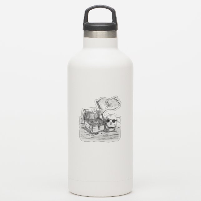 Pirate Treasure Scene Sketch (Waterbottle)
