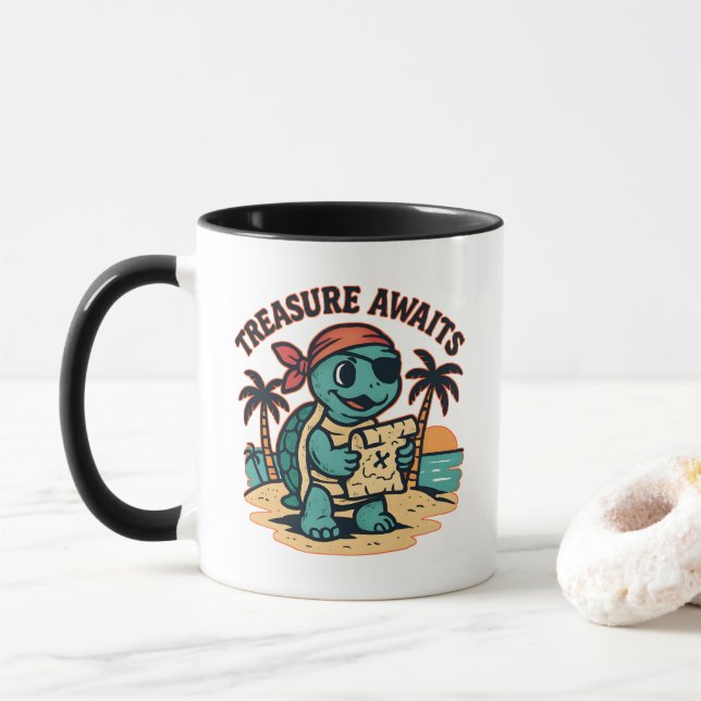 Pirate Turtle with Treasure Map Mug (With Donut)