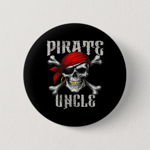 Pirate Uncle Jolly Roger Flag And Skull Crossbones 2 Inch Round Button