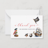Pirate watercolor birthday party thank you