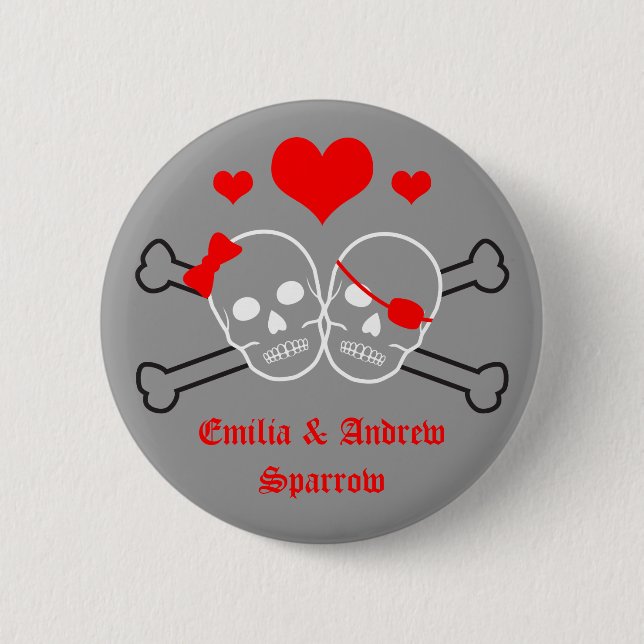 pirate wedding 2 inch round button (Front)