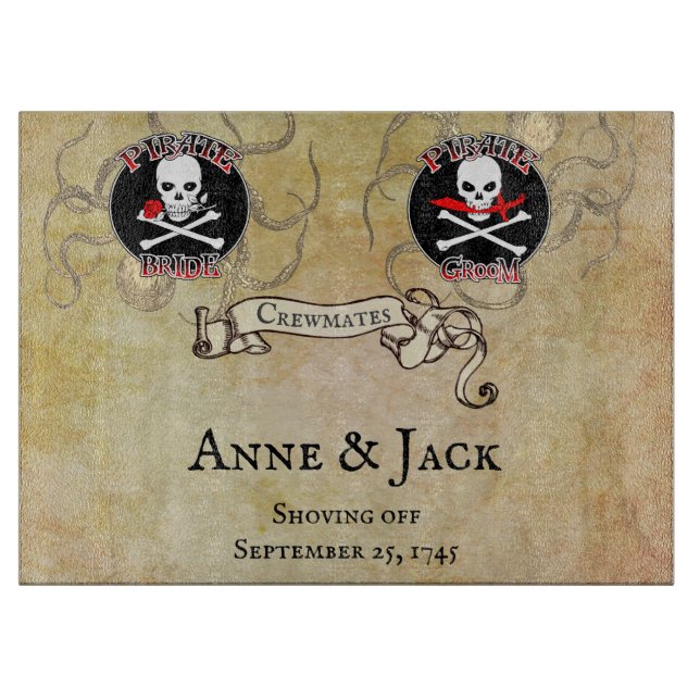 Pirate Wedding Cutting Board (Front)