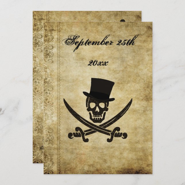 Pirate Wedding Invtation Invitation (Front/Back)