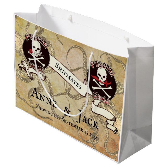 Pirate Wedding  Large Gift Bag (Back Angled)