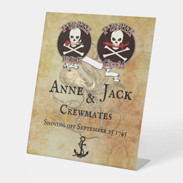 Pirate Wedding  Pedestal Sign (Front)