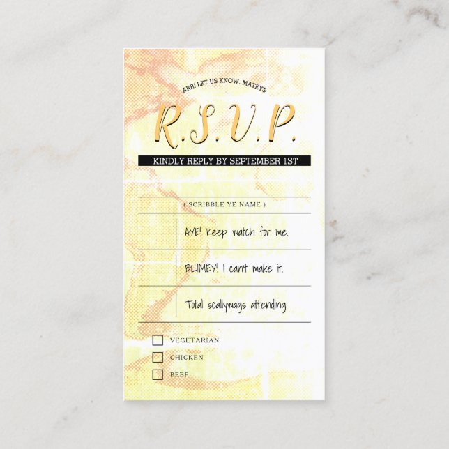 pirate wedding rsvp inserts (Back)