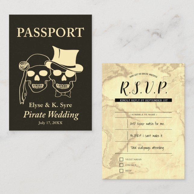 pirate wedding rsvp inserts (Front/Back)